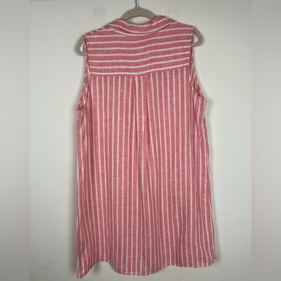 C&C California pink & white 100% linen dress | size 1x - Picture 4 of 4